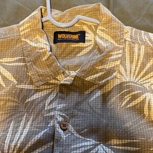 Wolverine Tan and Cream Tropical Print Short-Sleeve Button Shirt XL
